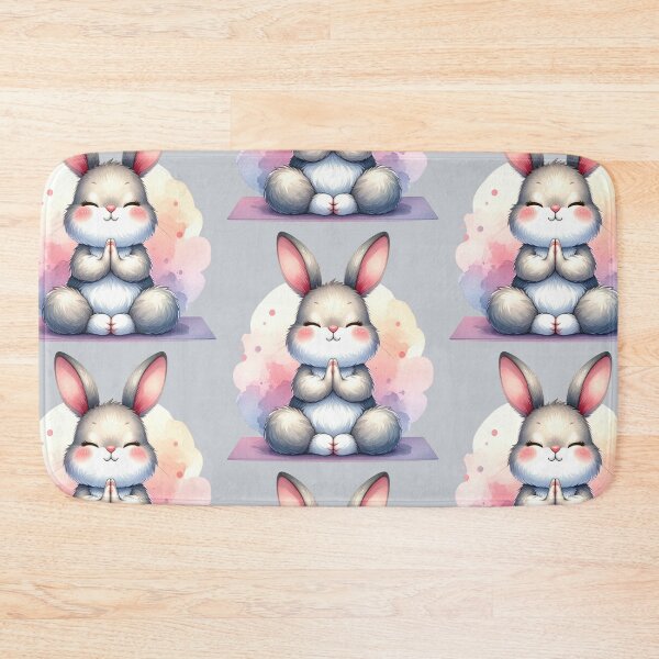 Item preview, Relaxed grey yoga rabbit in watercolors designed and sold by LiskoDesign.