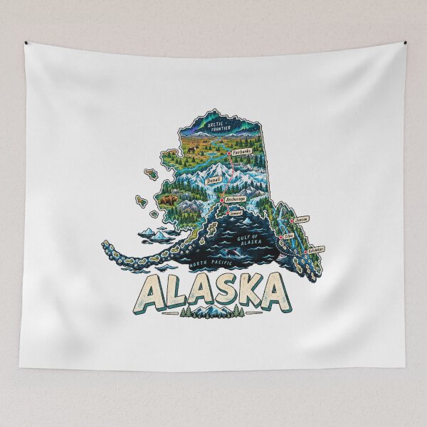 Item preview, Hand Drawn Alaska Travel Souvenir Landmark Gift designed and sold by MichaeIRellov.