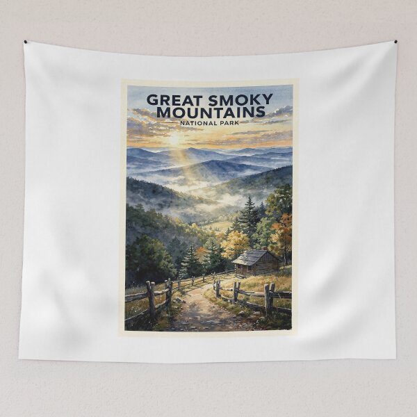 Item preview, Great Smoky Mountains National Park Tennessee North Carolina Vintage Watercolor Travel designed and sold by Teelogic.