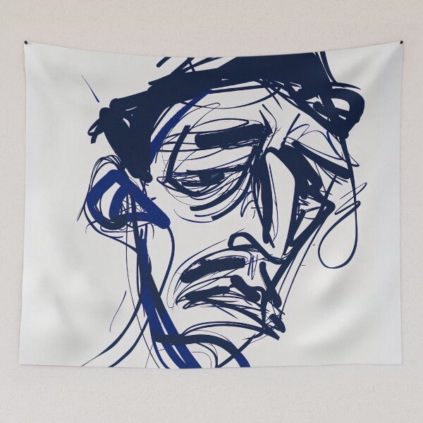 Item preview, Disgust - Blue Abstract Art designed and sold by shadow-bloom.