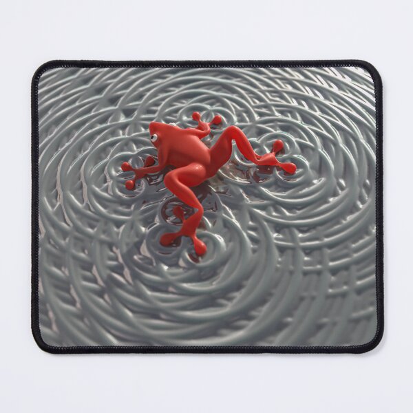 Item preview, 3D red frog, circular waves, minimalist water designed and sold by Keltoi-art.