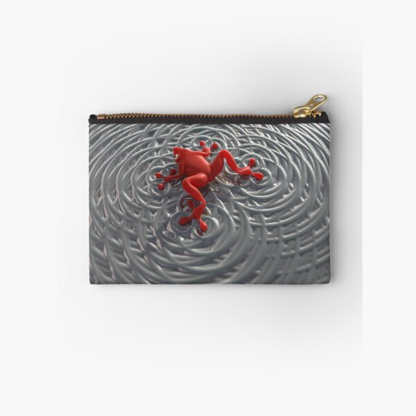 Item preview, 3D red frog, circular waves, minimalist water designed and sold by Keltoi-art.