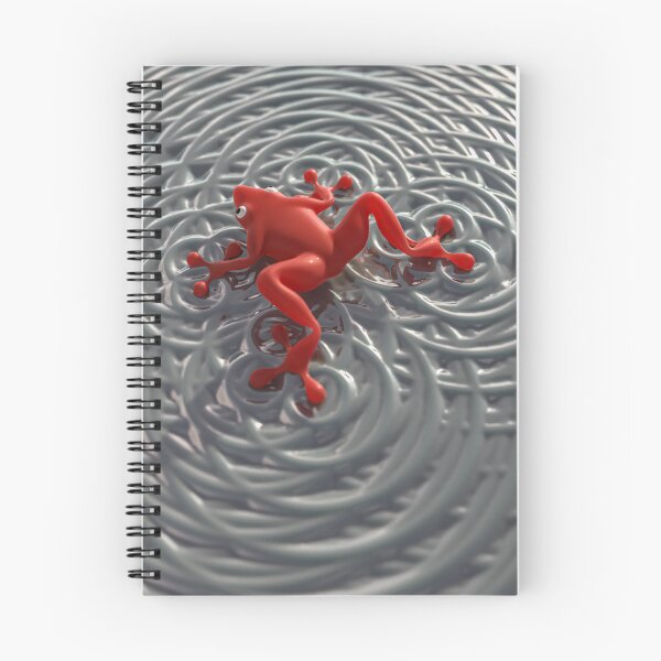Item preview, 3D red frog, circular waves, minimalist water designed and sold by Keltoi-art.