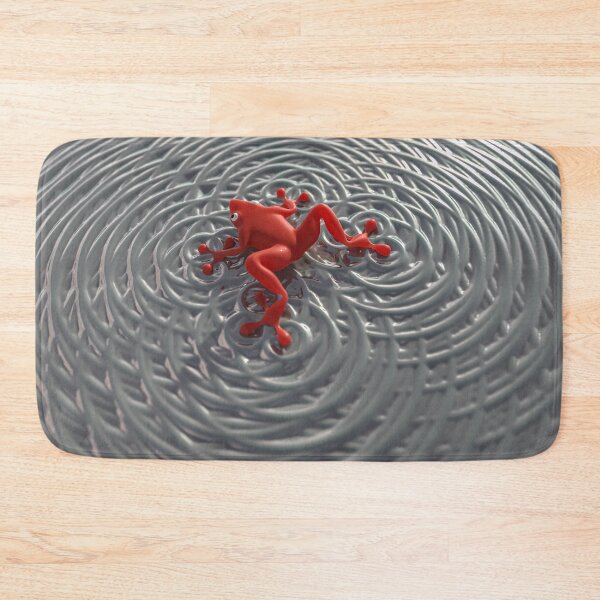 Item preview, 3D red frog, circular waves, minimalist water designed and sold by Keltoi-art.