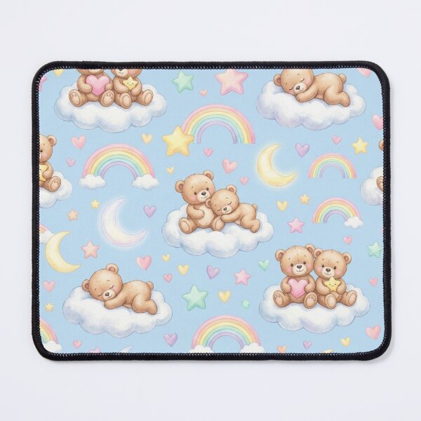 Item preview, Teddy Bear Clouds Seamless Pattern designed and sold by ShivCraftStudio.