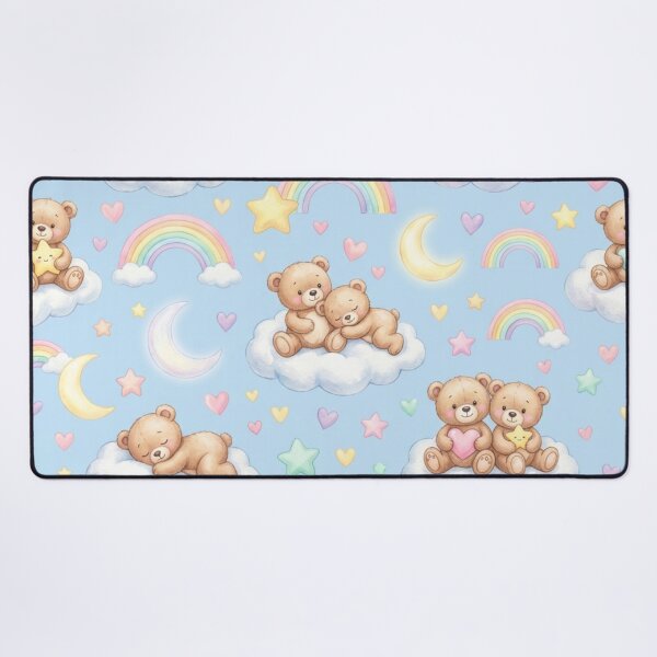 Item preview, Teddy Bear Clouds Seamless Pattern designed and sold by ShivCraftStudio.
