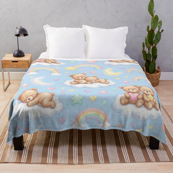 Item preview, Teddy Bear Clouds Seamless Pattern designed and sold by ShivCraftStudio.