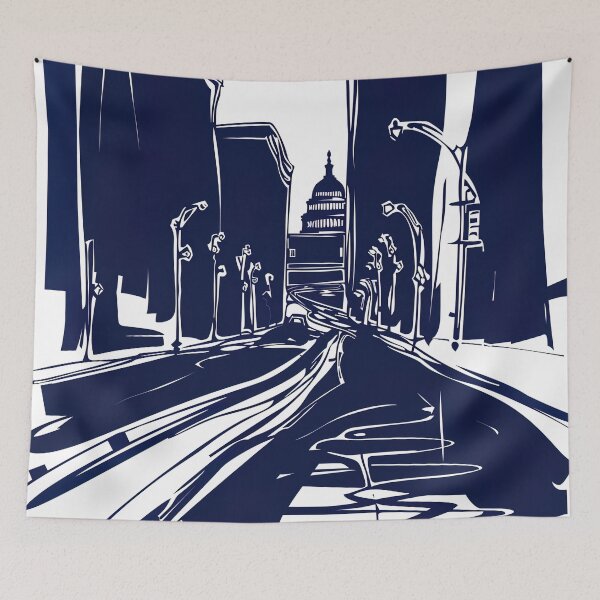 Item preview, District of Columbia, USA - Blue Abstract Art designed and sold by shadow-bloom.