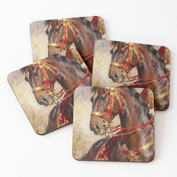 Item preview, Brown Horse with Gold and Red Tack designed and sold by KAMOCHI Art.