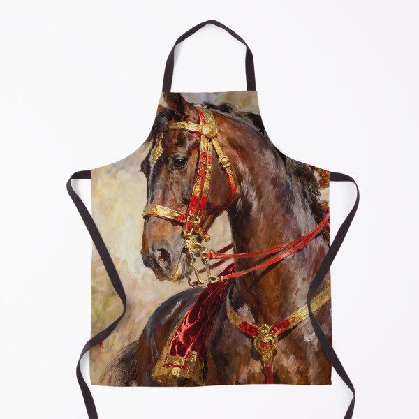 Item preview, Brown Horse with Gold and Red Tack designed and sold by KAMOCHI Art.