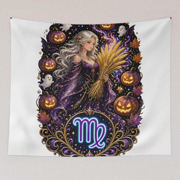 Item preview, Virgo Halloween Harvest Goddess Art designed and sold by Zodiac Celestial Art.