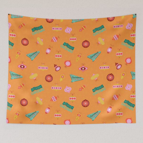 Item preview, Vintage Retro 1960's Christmas Ornaments on Soft Orange designed and sold by KSimpson838.