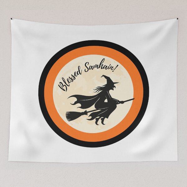 Item preview, Blessed Samhain Witch on Broom designed and sold by Witch Joseph.