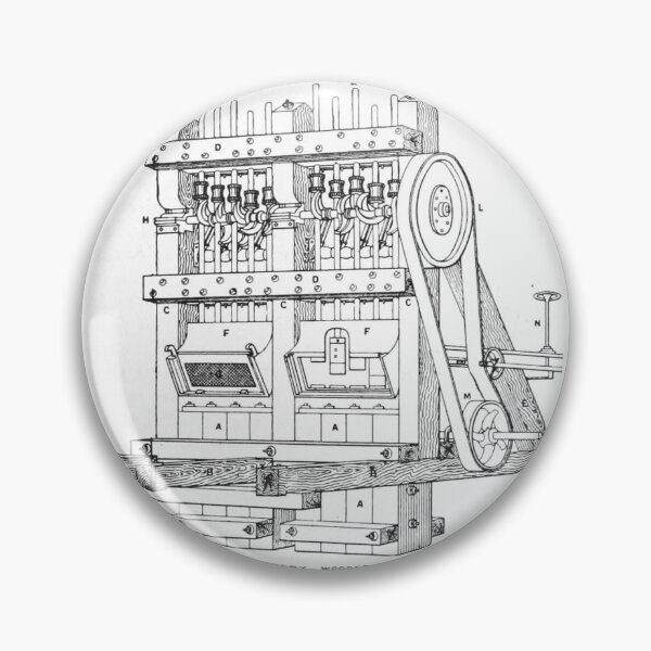 Item preview, Victorian Stamp Battery Mining Patent Illustration designed and sold by Antique Science Press.