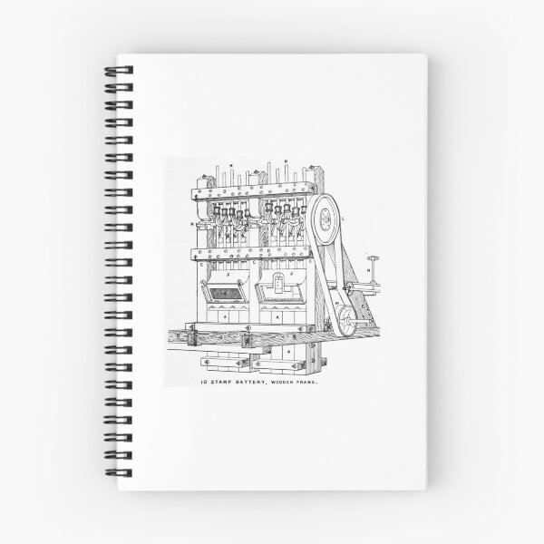 Artikelvorschau, Victorian Stamp Battery Mining Patent Illustration entworfen und verkauft von Antique Science Press.