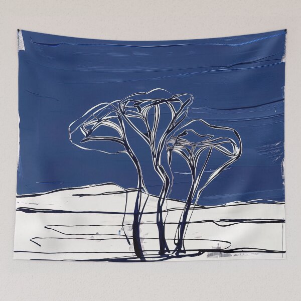 Item preview, Djibouti landscape - Blue Abstract Art designed and sold by shadow-bloom.