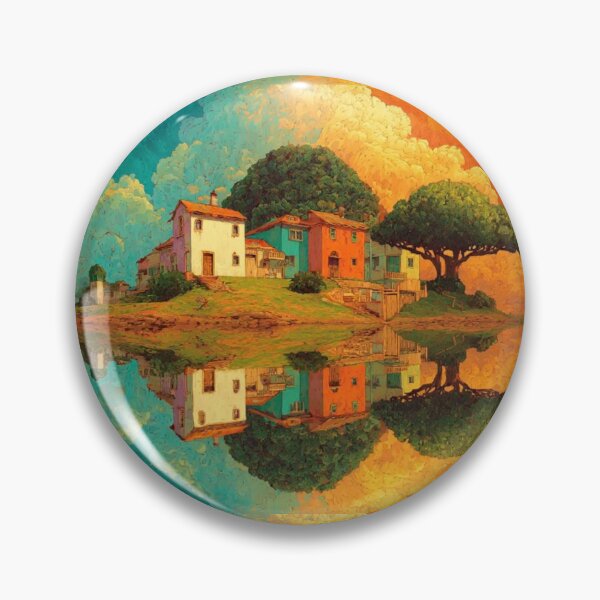 Item preview, Dreamy Colorful Village Reflected in Water designed and sold by EchoWave11.