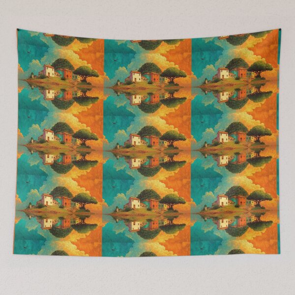Item preview, Dreamy Colorful Village Reflected in Water designed and sold by EchoWave11.