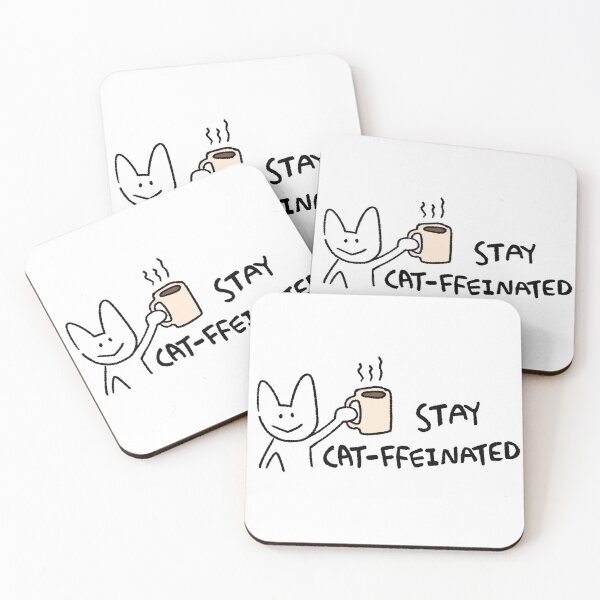 Item preview, Funny Cat Sticker | STAY CAT-FFEINATED | Coffee Cat Illustration | Cute Cat Art | Whimsical Cat Humor designed and sold by lazydayz16.