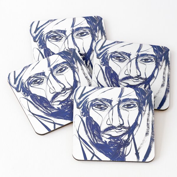 Item preview, Djiboutian man, portrait - Blue Abstract Art designed and sold by shadow-bloom.