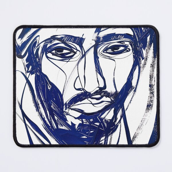 Item preview, Djiboutian man, portrait - Blue Abstract Art designed and sold by shadow-bloom.