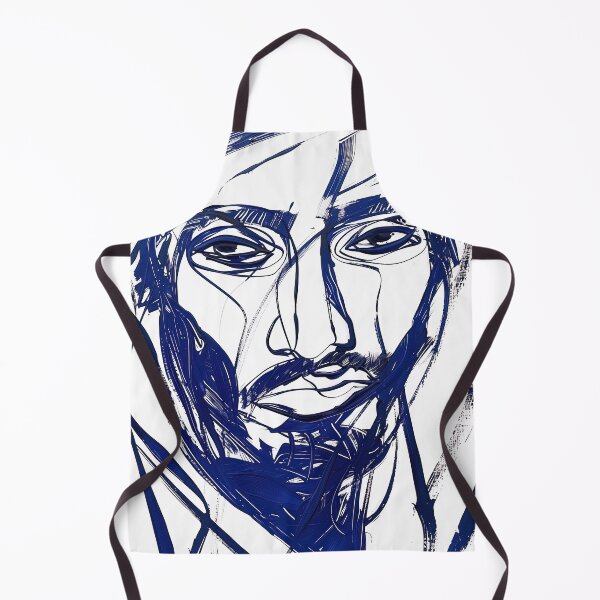 Item preview, Djiboutian man, portrait - Blue Abstract Art designed and sold by shadow-bloom.