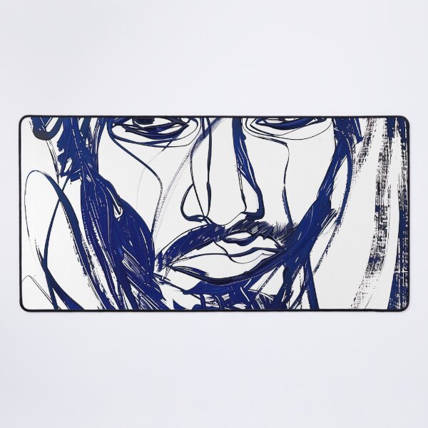 Item preview, Djiboutian man, portrait - Blue Abstract Art designed and sold by shadow-bloom.