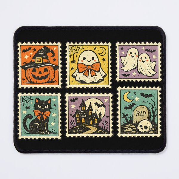Item preview, Vintage Halloween Postage Stamps Cute Ghosts Witches and Black Cat designed and sold by will freed18.