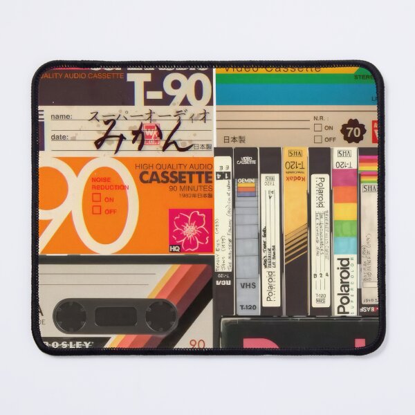 Item preview, Vintage Retro Cassette Tape & VHS Media Collage Poster designed and sold by Billy Morfo™.