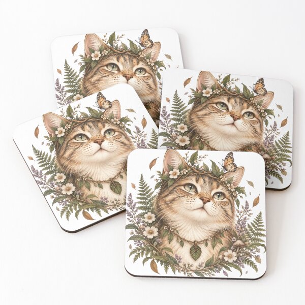 Item preview, Enchanted Forest Cat with Flower Crown designed and sold by CanArtVision.
