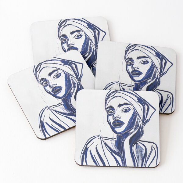 Item preview, Djiboutian woman, portrait - Blue Abstract Art designed and sold by shadow-bloom.