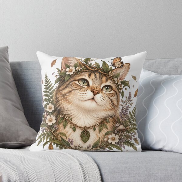 Item preview, Enchanted Forest Cat with Flower Crown designed and sold by CanArtVision.