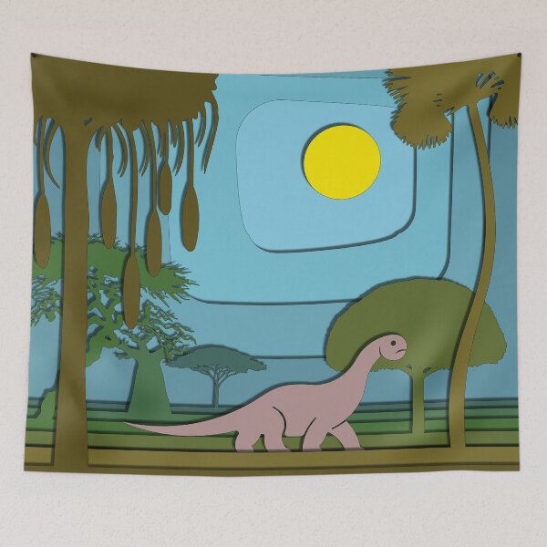 Item preview, Diplodocus cute pastel dinosaur vector illustration designed and sold by Keltoi-art.