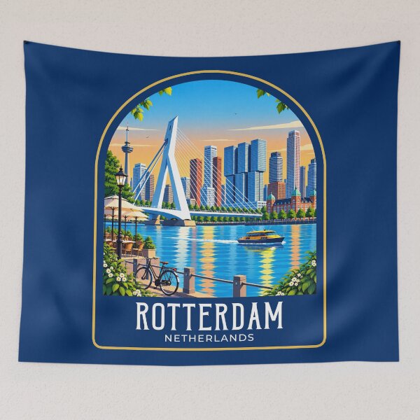 Artikelvorschau, Rotterdam Vintage-Reiseillustration entworfen und verkauft von HomeLivingCo.