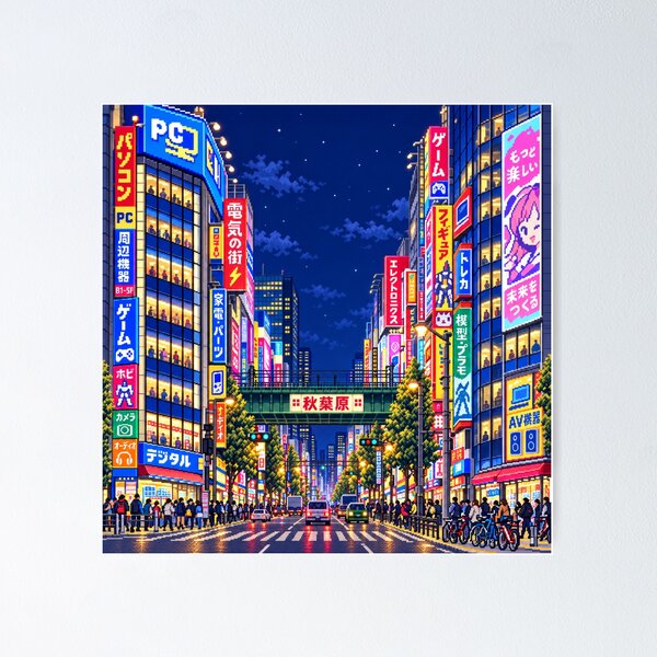 Item preview, Akihabara Night Pixel Art designed and sold by sabusabu78.