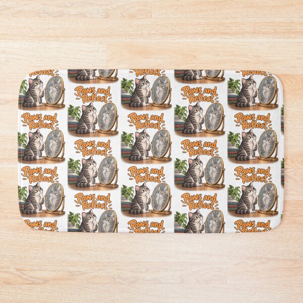Item preview, Paws and Reflect – Thoughtful Cat Pun Design designed and sold by Pop, Culture and Stuff.