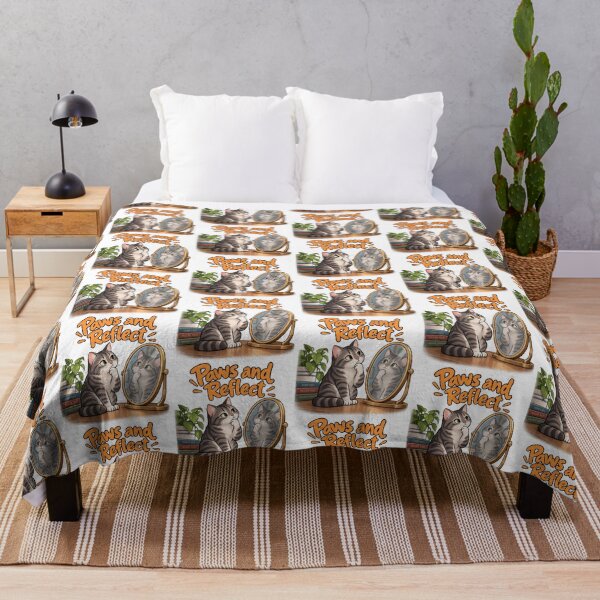 Item preview, Paws and Reflect – Thoughtful Cat Pun Design designed and sold by Pop, Culture and Stuff.