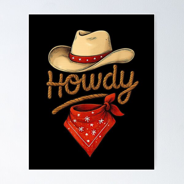 Item preview, Howdy Cowboy Hat Red Bandana Western Country Retro Shirt    designed and sold by Jessartsao.