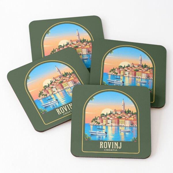 Item preview, Rovinj Vintage Travel Illustration designed and sold by HomeLivingCo.