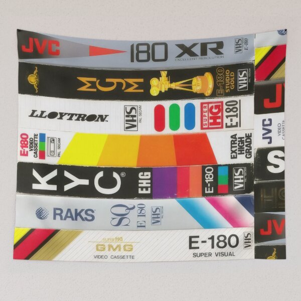 Item preview, Vintage VHS Tape Spine Stack Graphic - Retro Analog Video Cassette Poster designed and sold by Billy Morfo™.