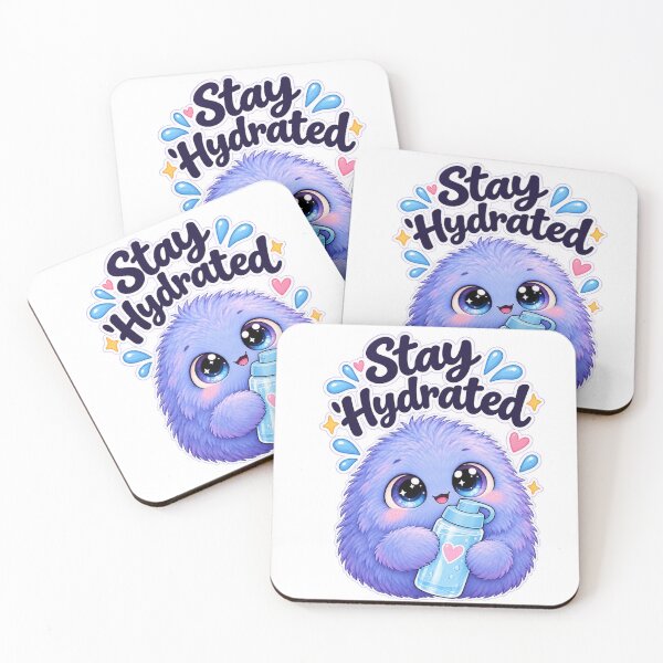 Item preview, Stay Hydrated Cute Blue Monster – Kawaii Water Bottle Design designed and sold by Nunaprettyshop.