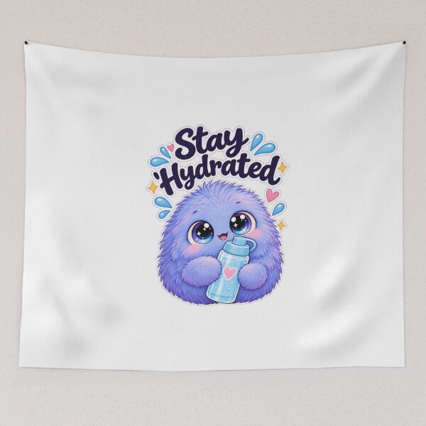 Item preview, Stay Hydrated Cute Blue Monster – Kawaii Water Bottle Design designed and sold by Nunaprettyshop.