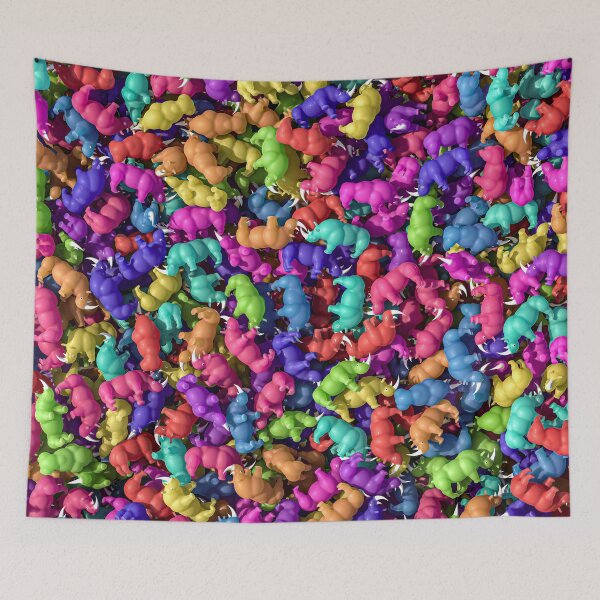 Item preview, Crowd of multicolored 3D rhinoceros plastic toys pattern designed and sold by Keltoi-art.