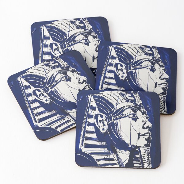 Item preview, Djoser, Egyptian pharaoh - Blue Abstract Art designed and sold by shadow-bloom.