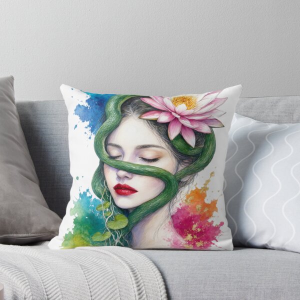 Item preview, Serene Portrait  girl with Lotus and Snake designed and sold by Mido-artister.