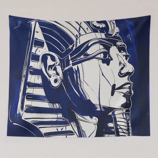 Item preview, Djoser, Egyptian pharaoh - Blue Abstract Art designed and sold by shadow-bloom.