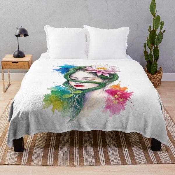 Item preview, Serene Portrait  girl with Lotus and Snake designed and sold by Mido-artister.