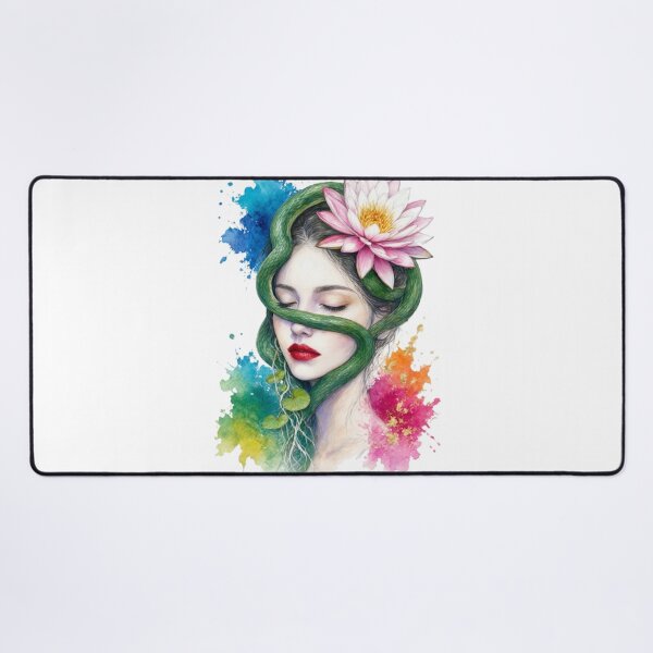 Item preview, Serene Portrait girl with Lotus and Snake designed and sold by Mido-artister.