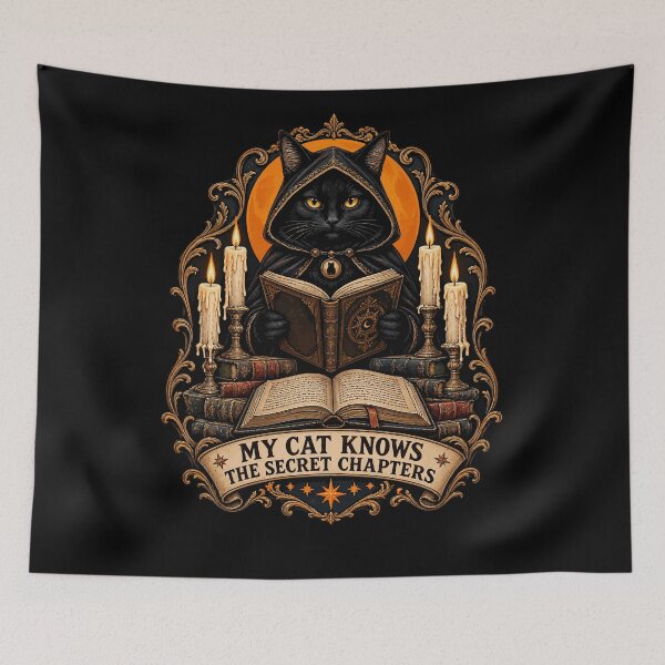 Item preview, Candlelit Feline Spellcaster and Surreptitious Annotations designed and sold by taiche.