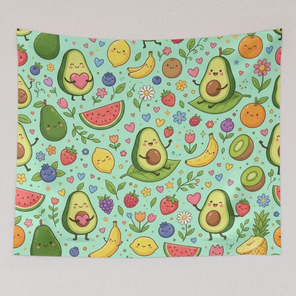 Item preview, Cute Avocado Fruit Seamless Pattern designed and sold by ShivCraftStudio.